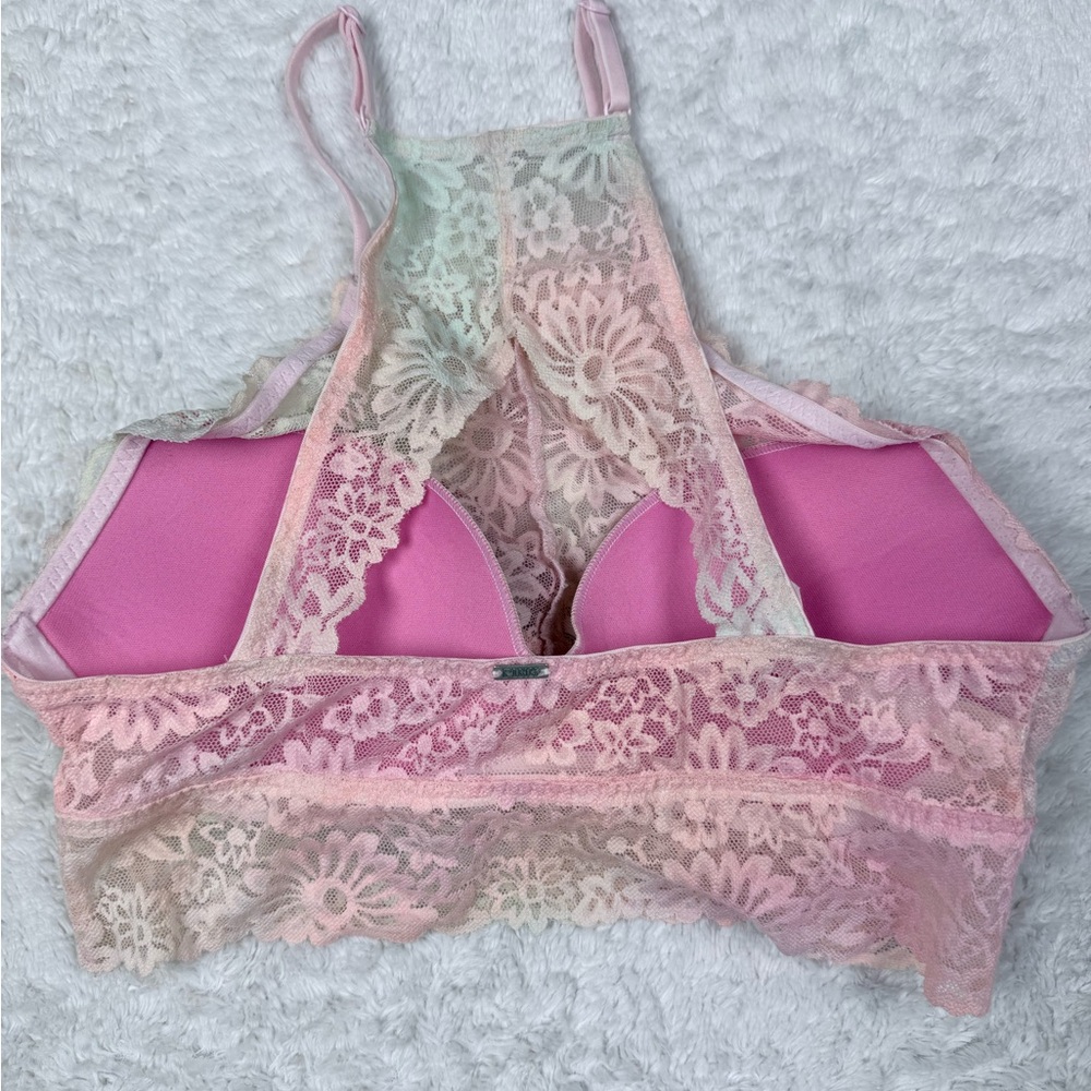 Victoria’s Secret PINK Lace High Neck Push Up Bra Bralette - Picture 4 of 5